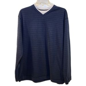 Method Brand V-Neck Blue Long-Sleeve Shirt, Men's Large